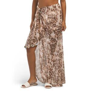 CINQ A SEPT Alabaster Leopard Janessa Cover-up Sarong